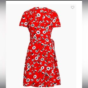 New with Tags J Crew Red Floral Wrap Dress  Size 8